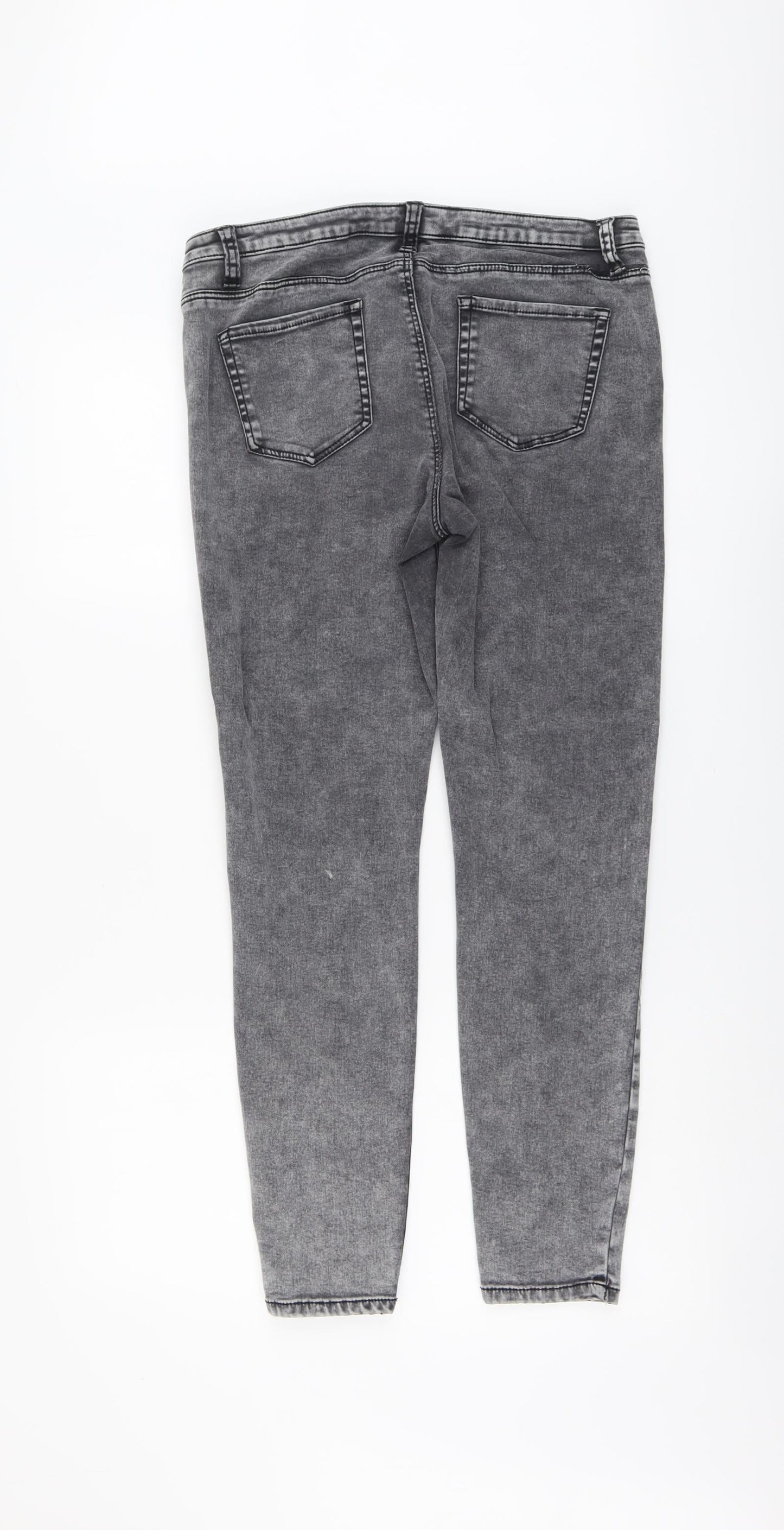 Denim & Co. Womens Grey Cotton Skinny Jeans Size 14 L27 in Regular Button
