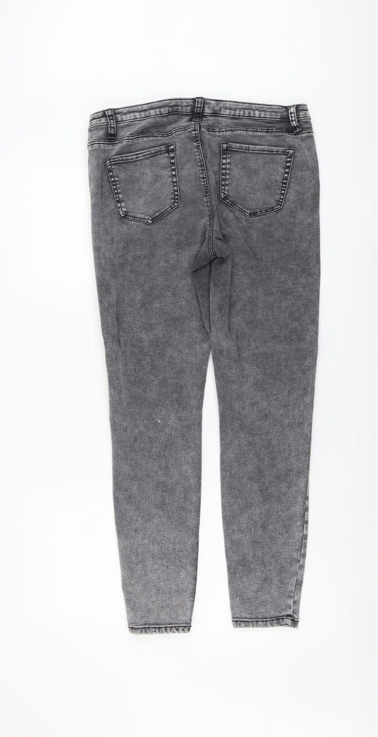 Denim & Co. Womens Grey Cotton Skinny Jeans Size 14 L27 in Regular Button