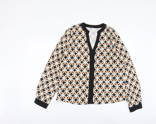 SheIn Womens Multicoloured Geometric Polyester Basic Blouse Size M V-Neck