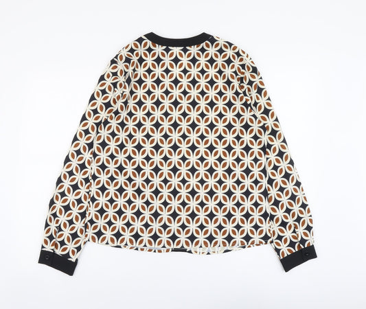 SheIn Womens Multicoloured Geometric Polyester Basic Blouse Size M V-Neck