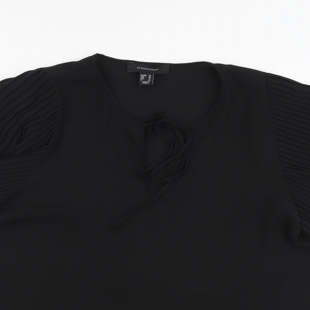 Womens UK Size 12 Atmosphere Black Basic Blouse