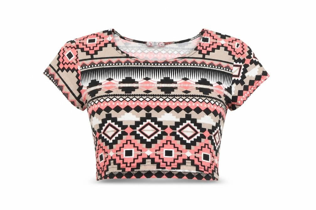 Womens UK Size 10 Ribbon Multicoloured Cropped T-Shirt