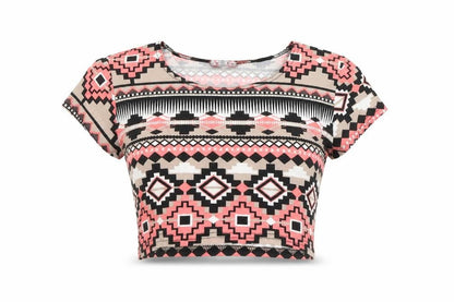 Womens UK Size 10 Ribbon Multicoloured Cropped T-Shirt