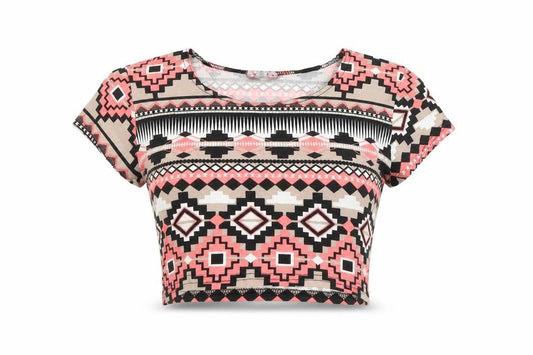Womens UK Size 10 Ribbon Multicoloured Cropped T-Shirt