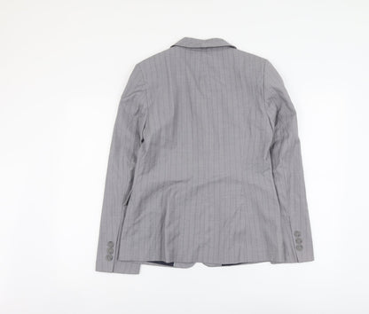 Marks and Spencer Womens Grey Striped Polyester Jacket Suit Jacket Size 10