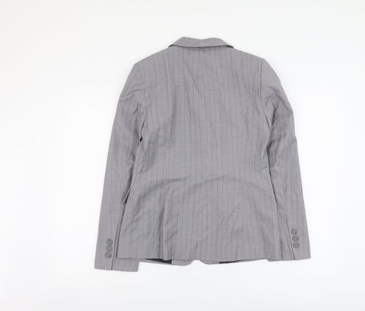 Marks and Spencer Womens Grey Striped Polyester Jacket Suit Jacket Size 10