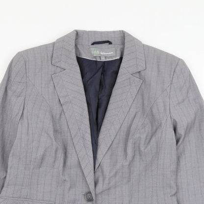 Marks and Spencer Womens Grey Striped Polyester Jacket Suit Jacket Size 10