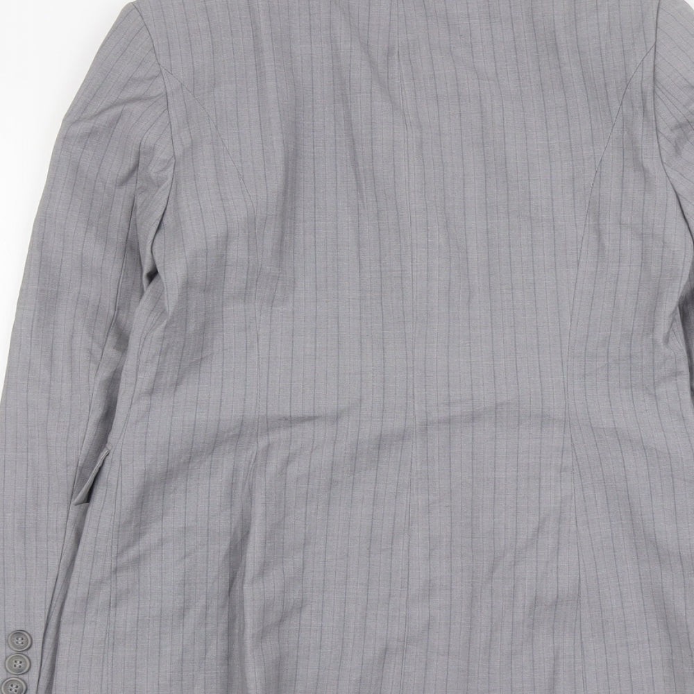 Marks and Spencer Womens Grey Striped Polyester Jacket Suit Jacket Size 10