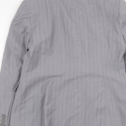 Marks and Spencer Womens Grey Striped Polyester Jacket Suit Jacket Size 10