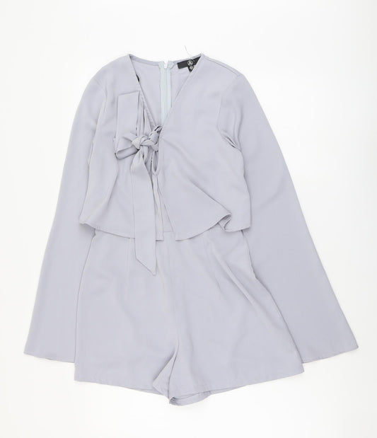 Missguided Womens Grey Polyester Playsuit One-Piece Size 6 Zip