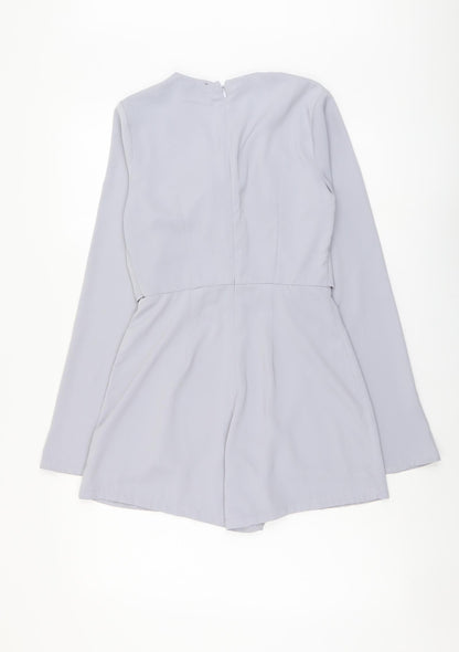 Missguided Womens Grey Polyester Playsuit One-Piece Size 6 Zip