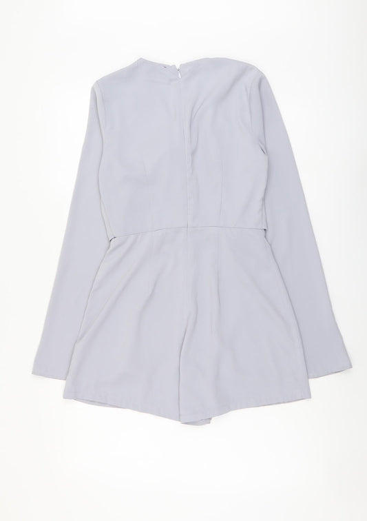 Missguided Womens Grey Polyester Playsuit One-Piece Size 6 Zip