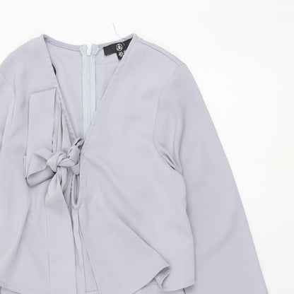 Missguided Womens Grey Polyester Playsuit One-Piece Size 6 Zip