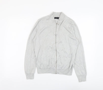 Atmosphere Womens Silver V-Neck Viscose Full Zip Jumper Size 12