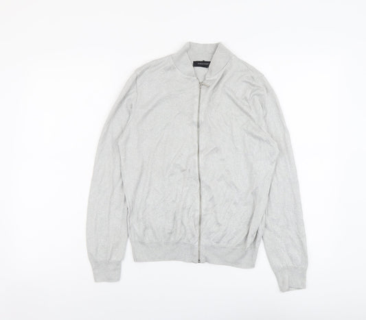 Atmosphere Womens Silver V-Neck Viscose Full Zip Jumper Size 12
