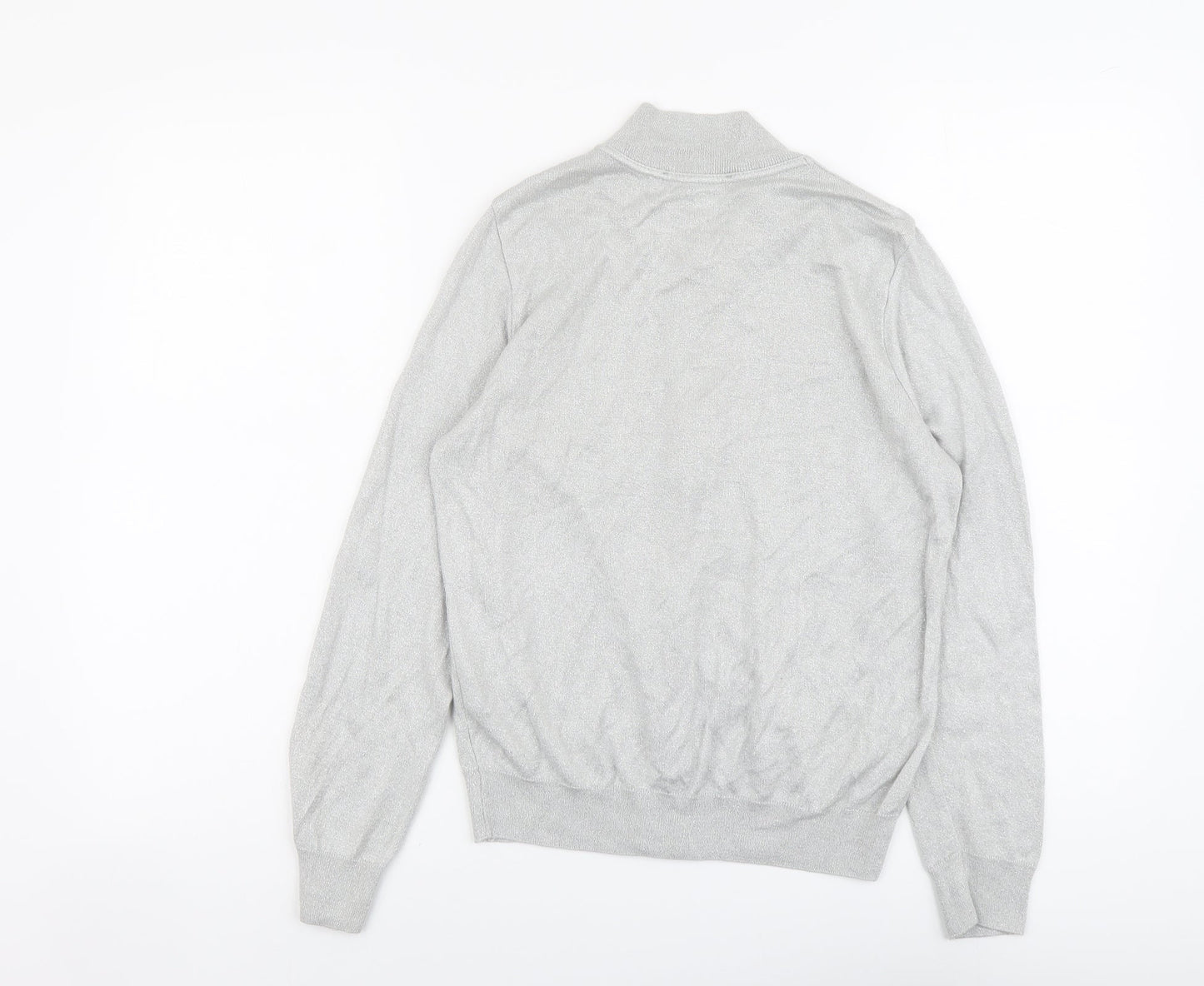 Atmosphere Womens Silver V-Neck Viscose Full Zip Jumper Size 12