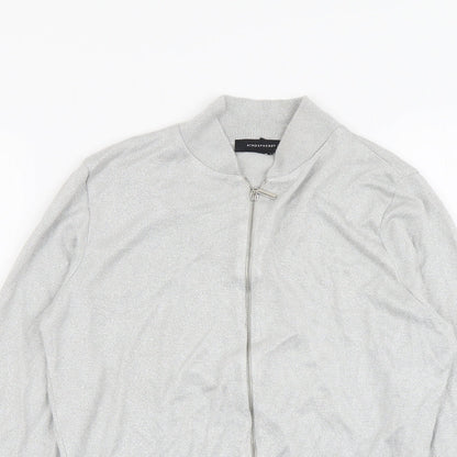 Atmosphere Womens Silver V-Neck Viscose Full Zip Jumper Size 12