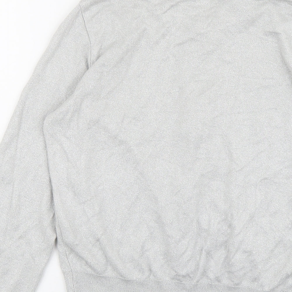 Atmosphere Womens Silver V-Neck Viscose Full Zip Jumper Size 12