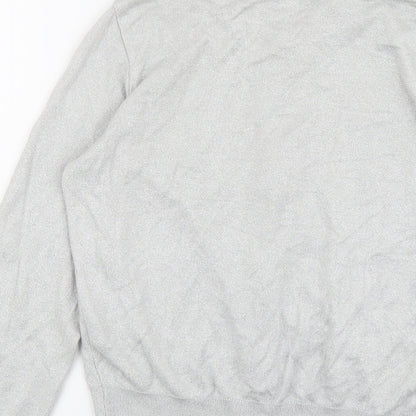 Atmosphere Womens Silver V-Neck Viscose Full Zip Jumper Size 12