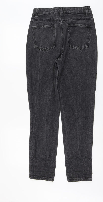 Boohoo Womens Grey Cotton Straight Jeans Size 8 L28 in Regular Button