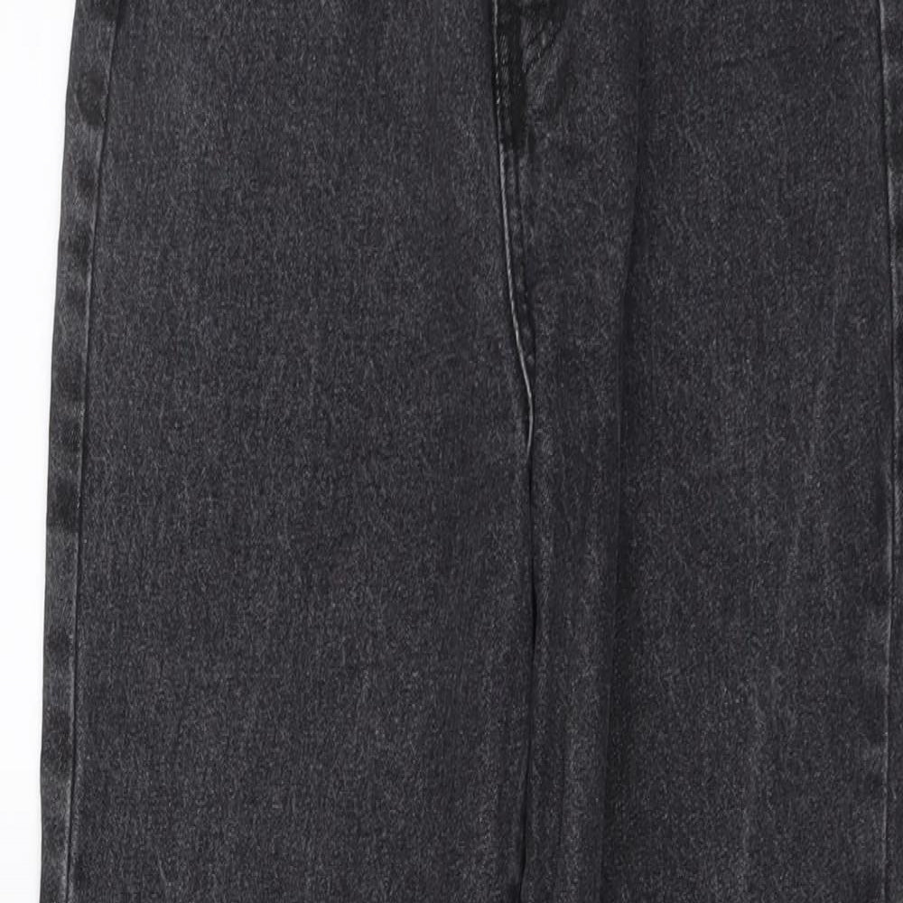 Boohoo Womens Grey Cotton Straight Jeans Size 8 L28 in Regular Button