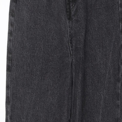 Boohoo Womens Grey Cotton Straight Jeans Size 8 L28 in Regular Button