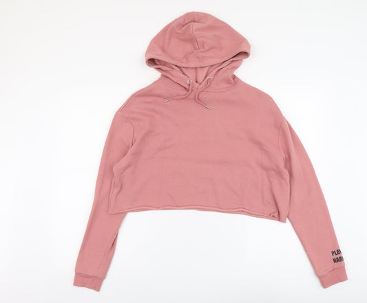 H&M Womens Pink Cotton Pullover Hoodie Size M Pullover - Work Hard