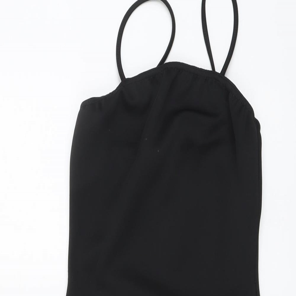 Missguided Womens Black Polyester Bodycon Size 8 Square Neck Pullover - Lace Side Split