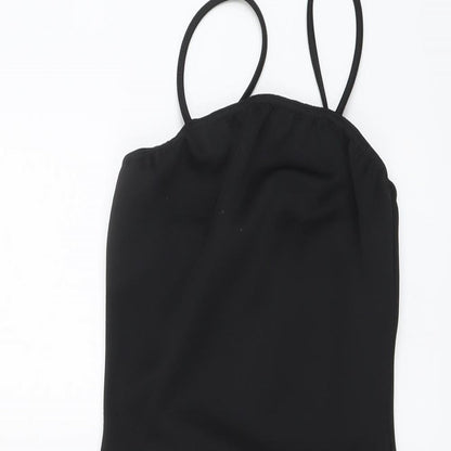 Missguided Womens Black Polyester Bodycon Size 8 Square Neck Pullover - Lace Side Split