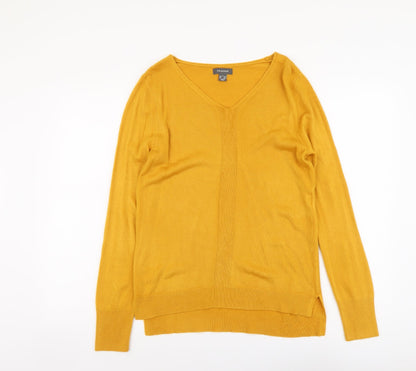 Primark Womens Yellow V-Neck Acrylic Pullover Jumper Size S