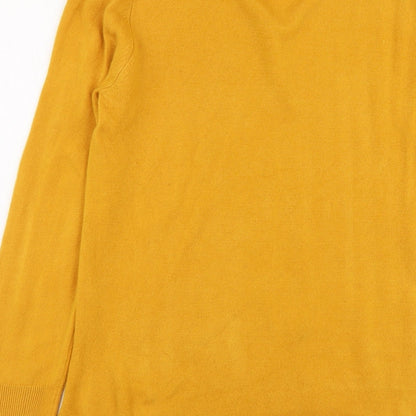 Primark Womens Yellow V-Neck Acrylic Pullover Jumper Size S