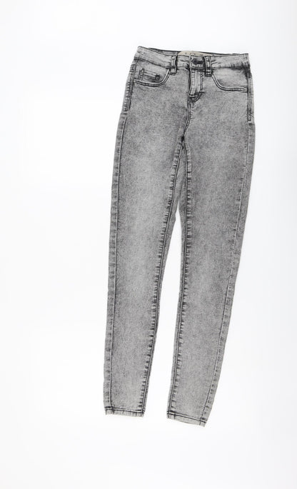 Denim & Co. Womens Grey Cotton Skinny Jeans Size 4XL L28 in Regular Button