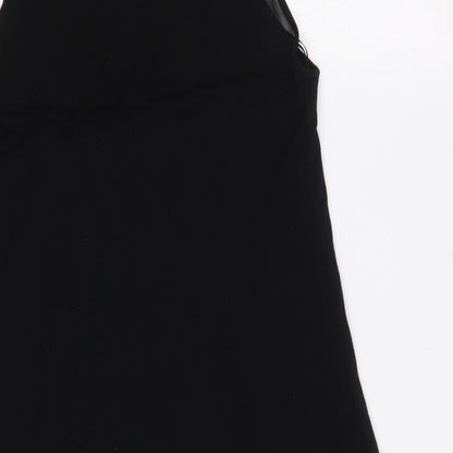 Miss Selfridge Womens Black Viscose Trapeze & Swing Size 10 Round Neck Button