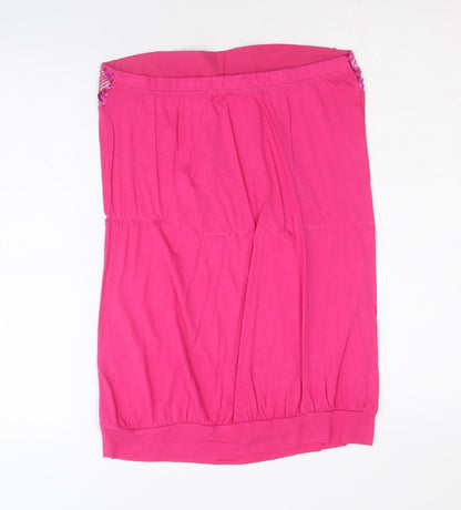 Papaya Womens Pink Geometric Viscose Basic Tank Size 12 Off the Shoulder