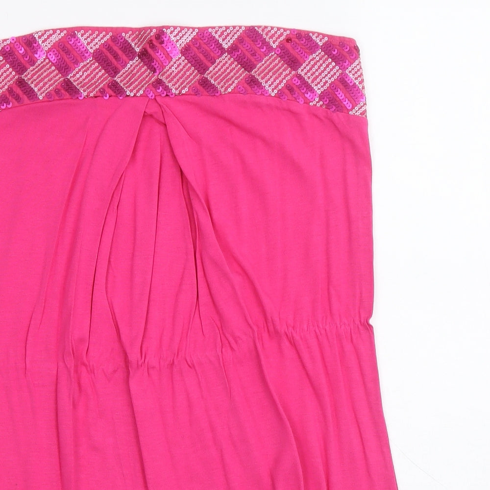 Papaya Womens Pink Geometric Viscose Basic Tank Size 12 Off the Shoulder