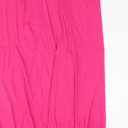 Papaya Womens Pink Geometric Viscose Basic Tank Size 12 Off the Shoulder