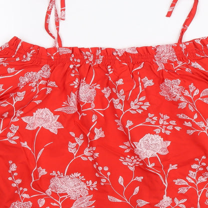 Womens UK Size 10 H&M Red Cropped Blouse