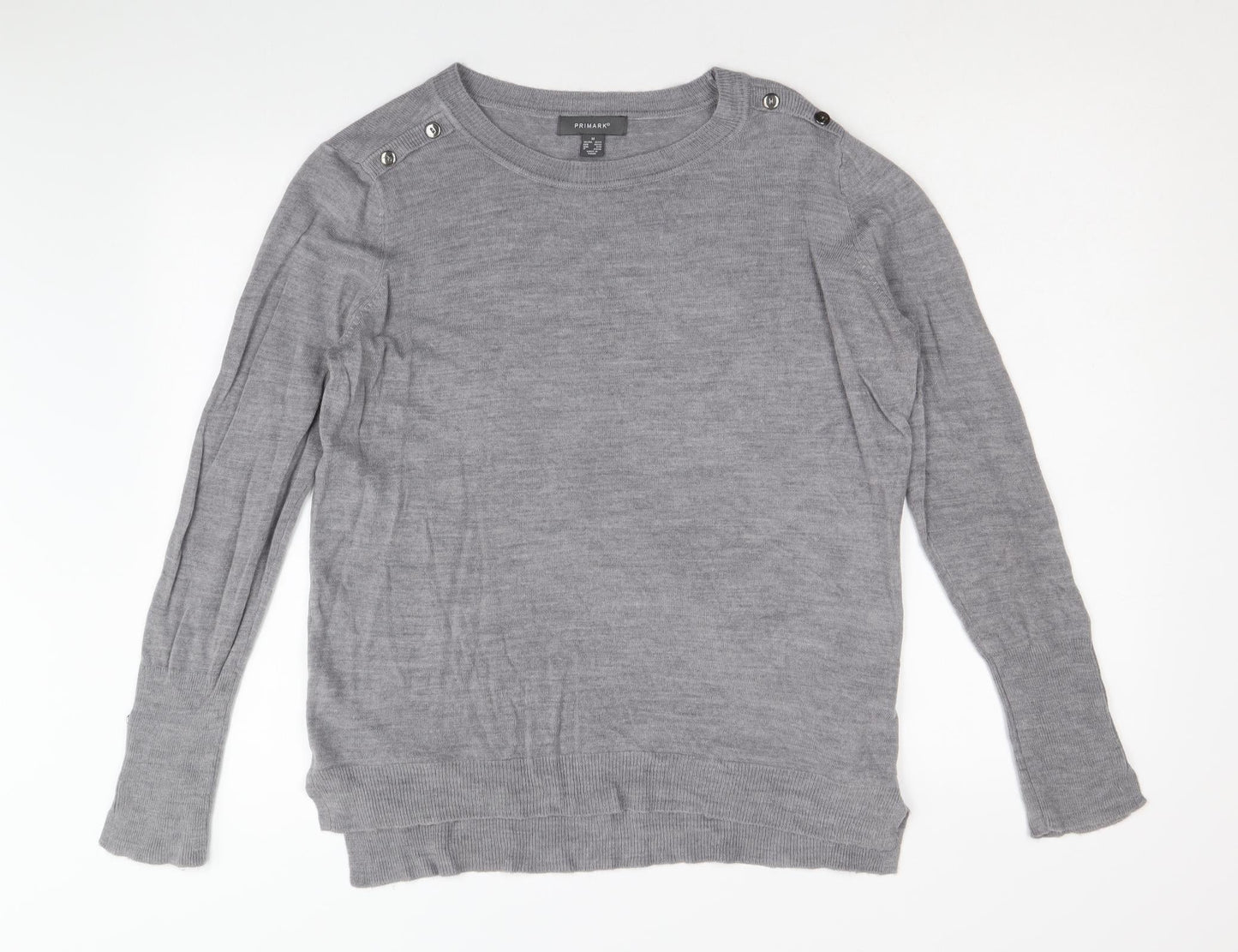 Primark Womens Grey Round Neck Acrylic Pullover Jumper Size M