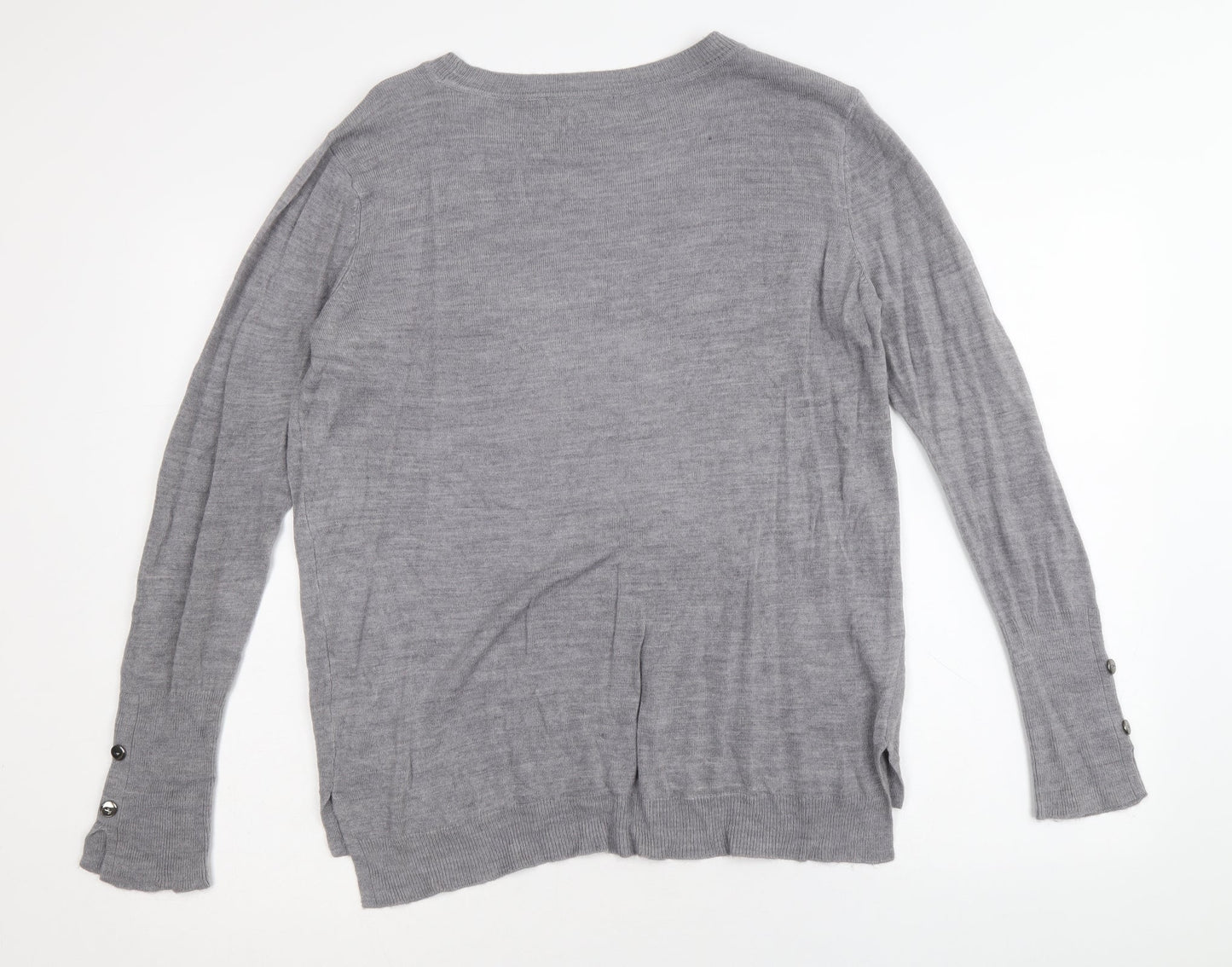 Primark Womens Grey Round Neck Acrylic Pullover Jumper Size M