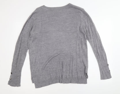 Primark Womens Grey Round Neck Acrylic Pullover Jumper Size M
