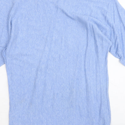 Senza Tempo Womens Blue Round Neck Viscose Pullover Jumper Size M