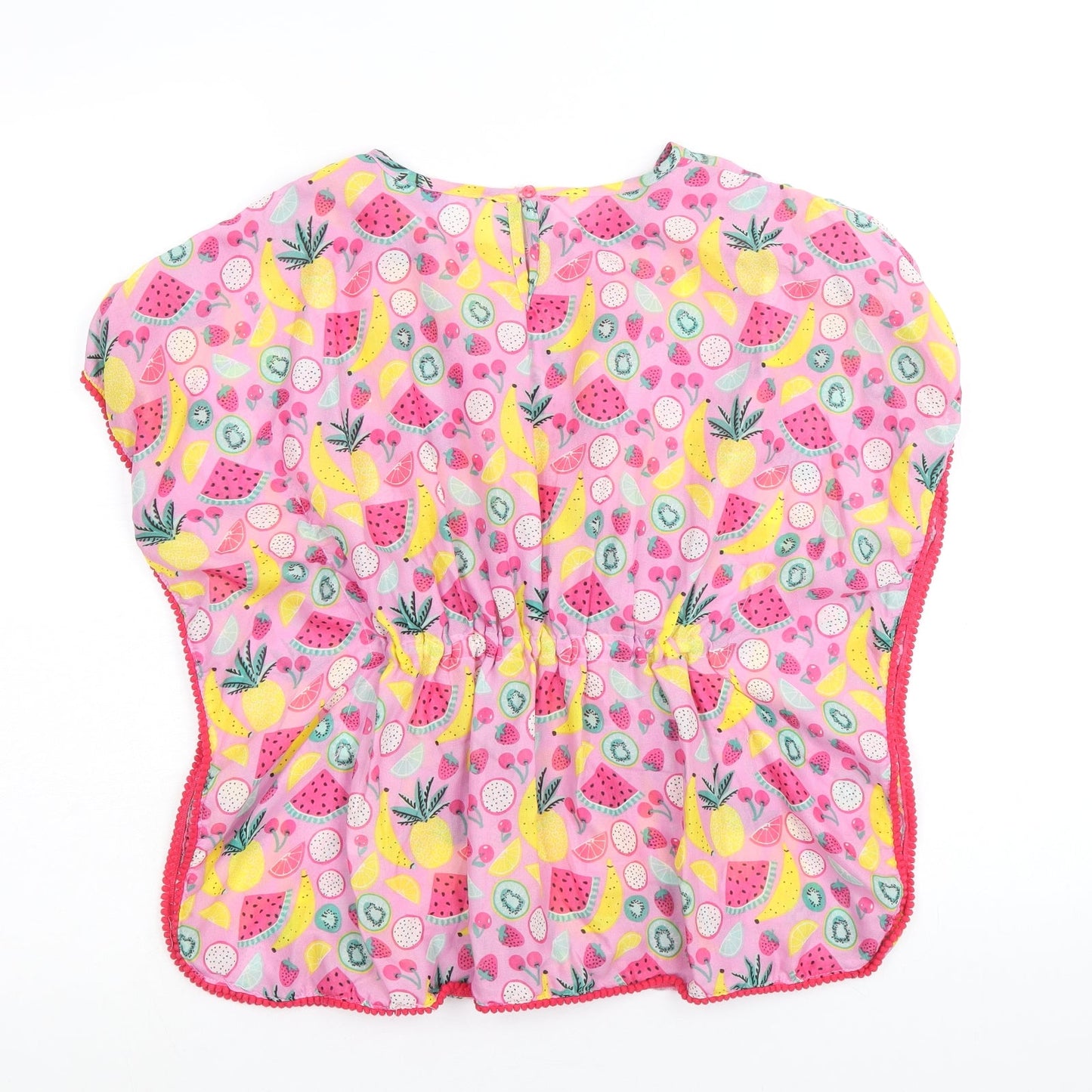 Primark Girls Pink Geometric Polyester A-Line Size 4-5 Years Round Neck Button