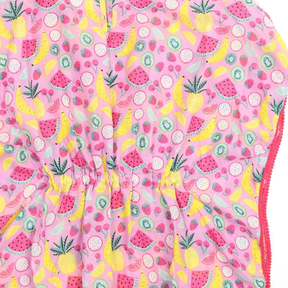Primark Girls Pink Geometric Polyester A-Line Size 4-5 Years Round Neck Button