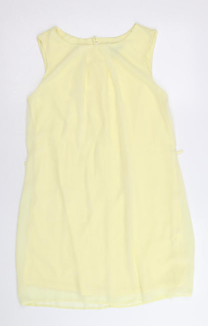 Atmosphere Womens Yellow Polyester A-Line Size 12 Round Neck Button