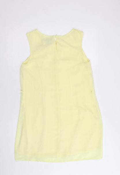 Atmosphere Womens Yellow Polyester A-Line Size 12 Round Neck Button