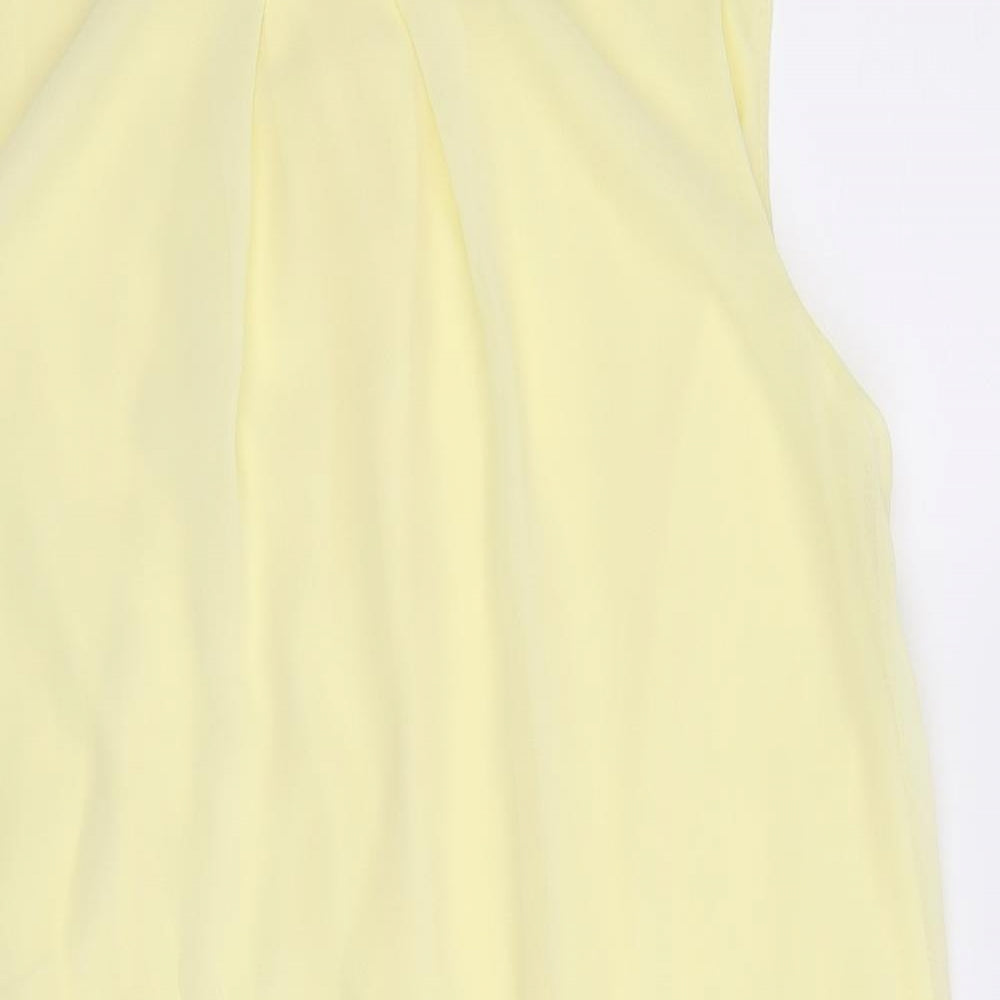 Atmosphere Womens Yellow Polyester A-Line Size 12 Round Neck Button