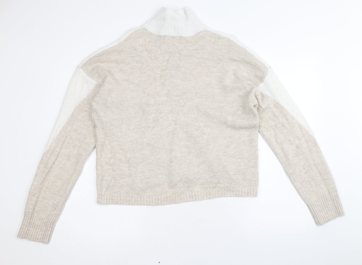 Primark Womens Brown High Neck Acrylic Pullover Jumper Size L - Colourblock