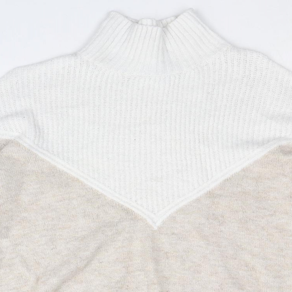 Primark Womens Brown High Neck Acrylic Pullover Jumper Size L - Colourblock