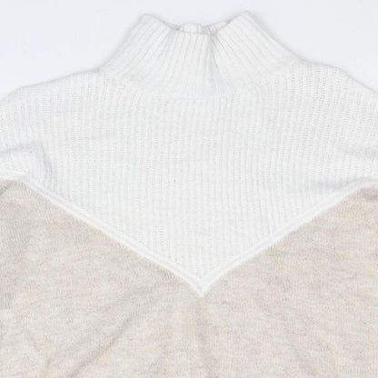Primark Womens Brown High Neck Acrylic Pullover Jumper Size L - Colourblock