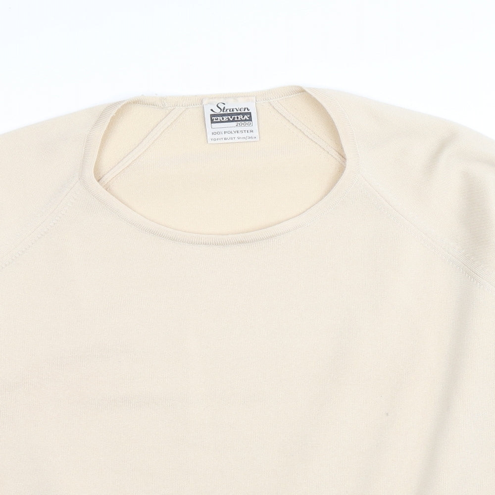 Straven Womens Beige Round Neck Polyester Pullover Jumper Size 8